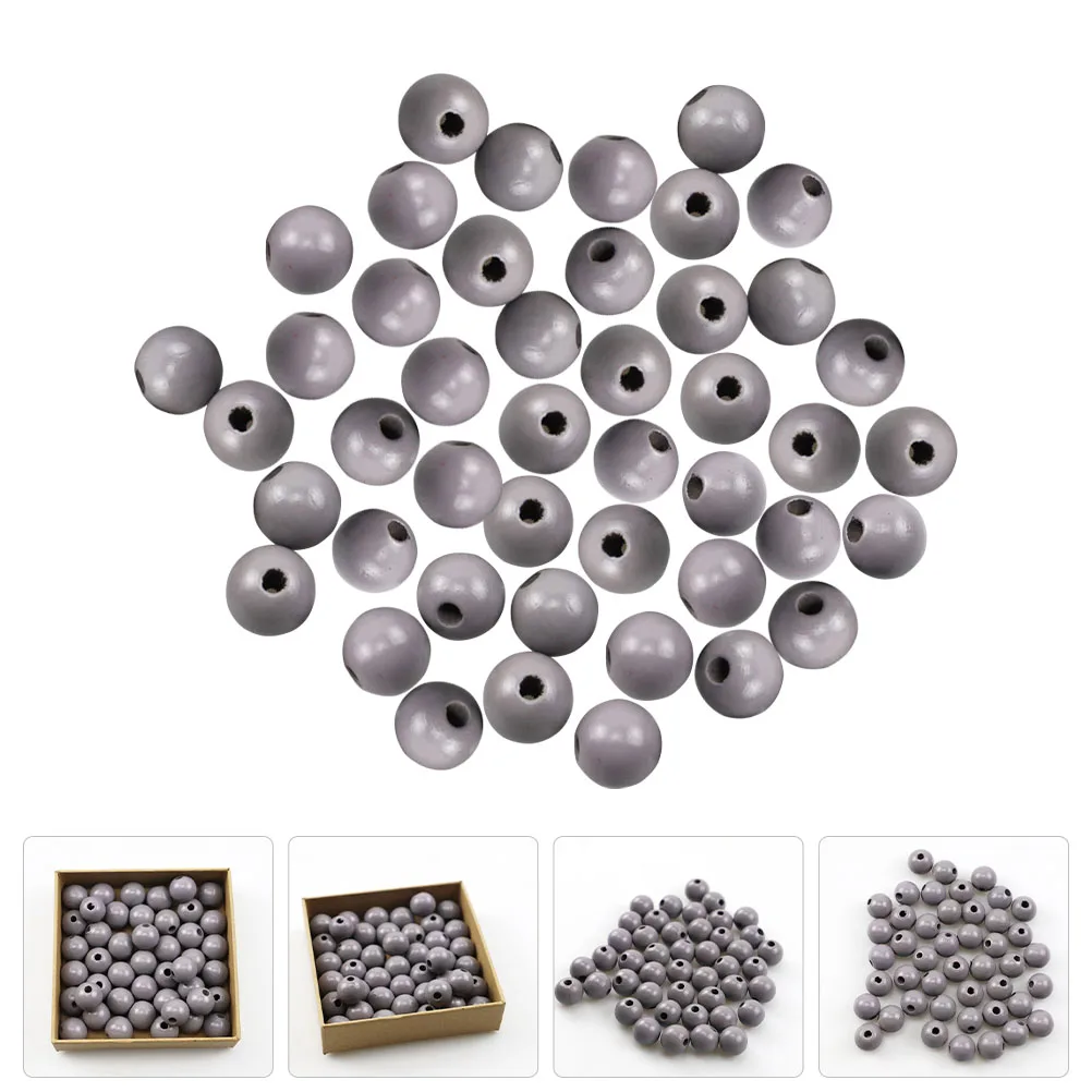 

100 Pcs Solid Wood Bracelet Beads Round Loose Large Craft Spacer Crafts Jewelry