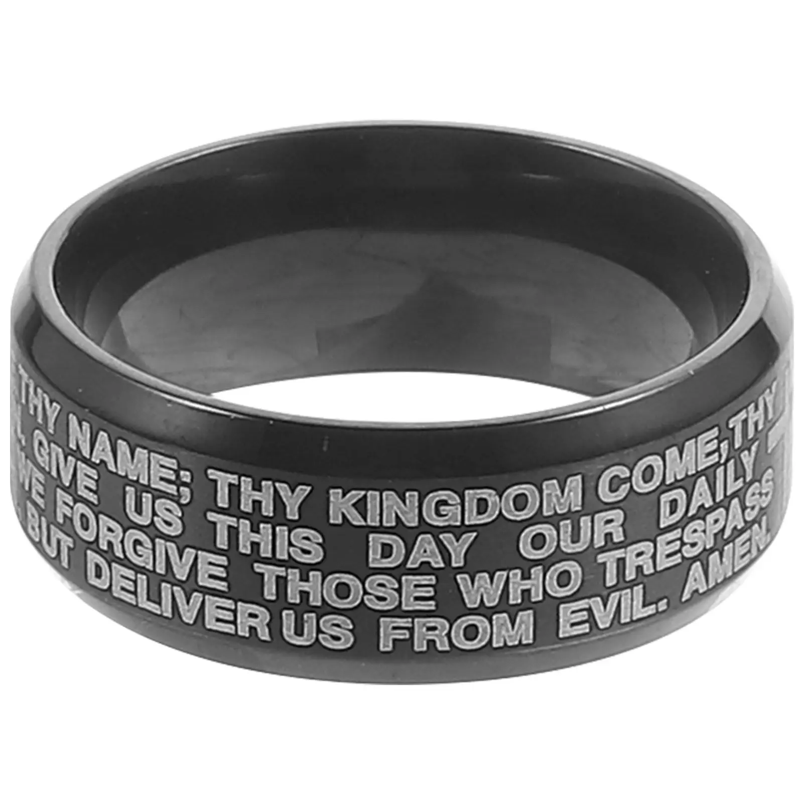Biblical Ring Black Between Gold Alloy Prayer Ring Engraved Cross Religious Gift for Men Christian Jewelry