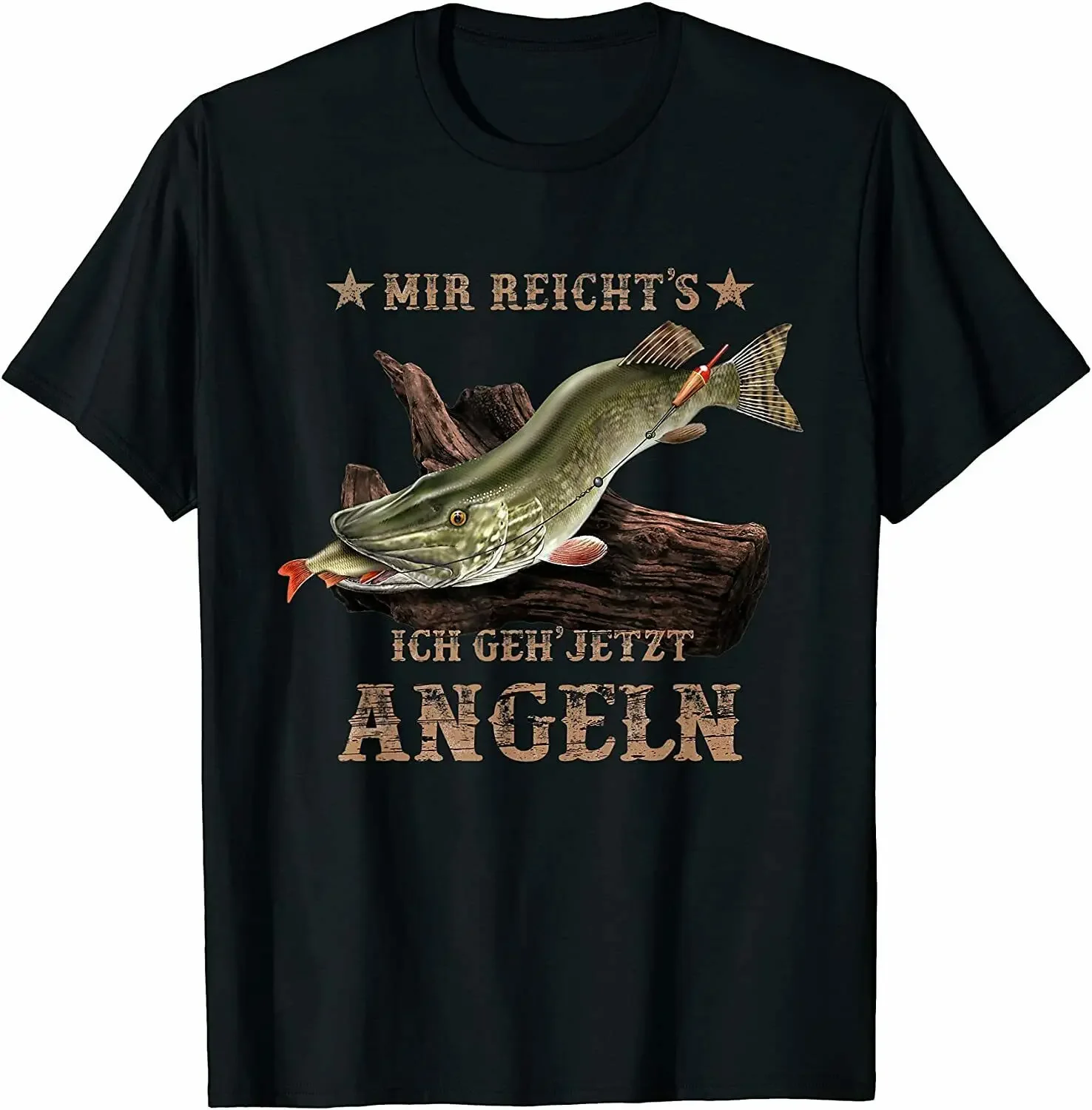 Neu Cooler Hecht Angler Spruch- Mir reichts ich geh jetzt angeln Men O-Neck Short Sleeve TShirt New Size S-3XL