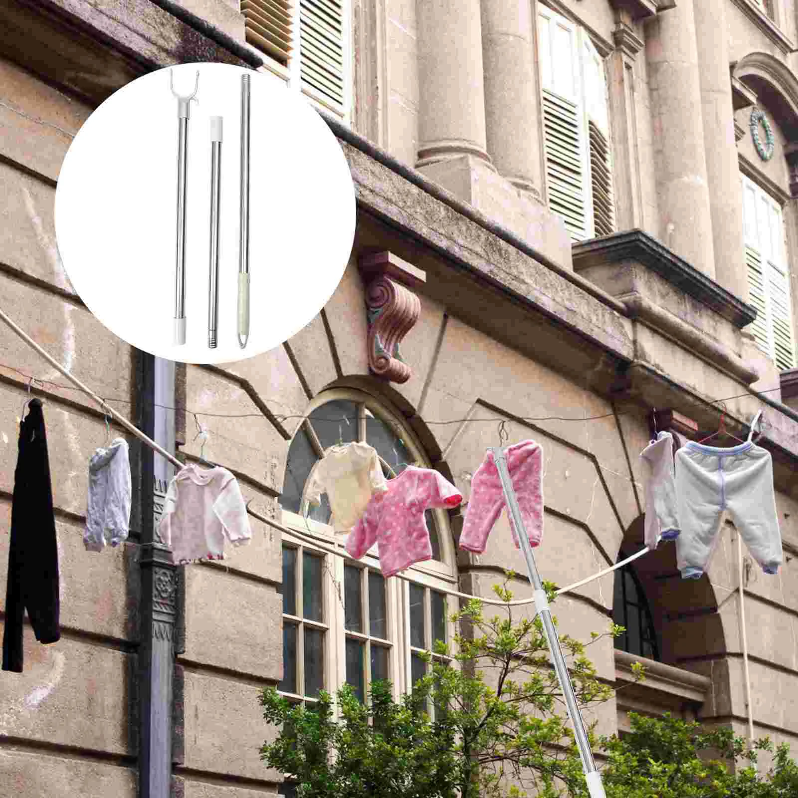 

Clothing Stitching Clothes Rail Elderly Map Coat Hanger Plastic Tension Curtain Rod for Drying