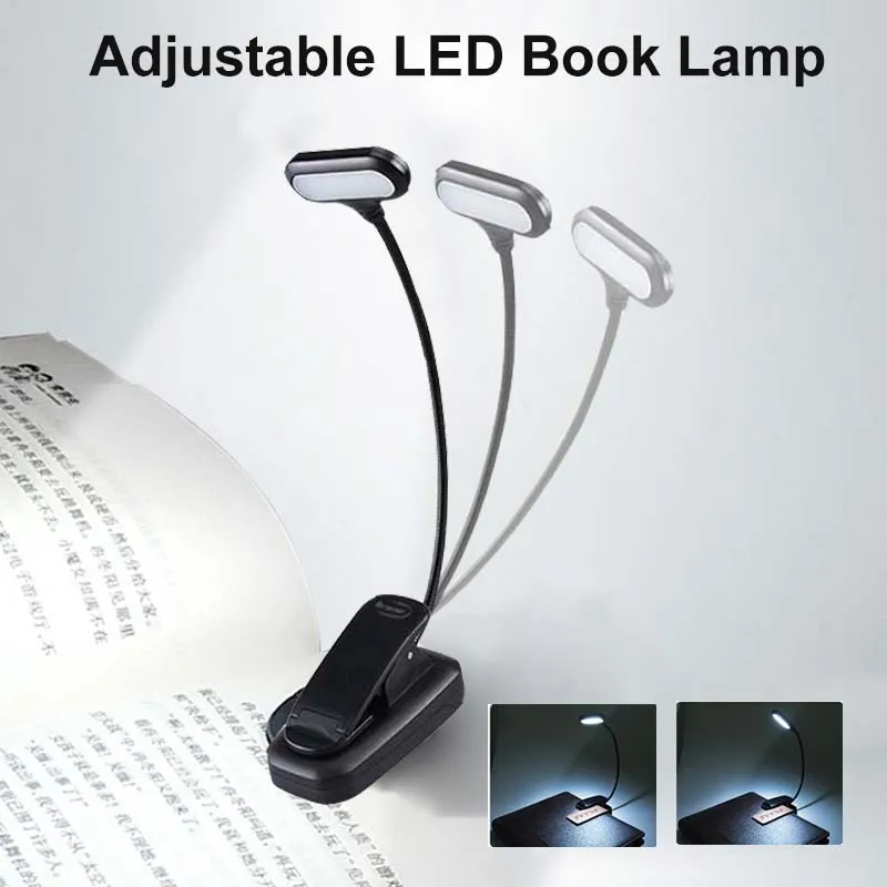 

Mini LED Book Lamp Battery Powered Eye Protection Reading Light Flexible Clip-On Table Lamp Portable Bedroom Desk Night Lamp