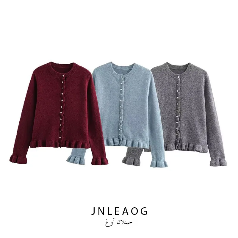 JNLEAOG Faionable Knitted Outerwear Women's Layered Decorative Sweater Long Sve round Ne Regular Length Polyester Fiber