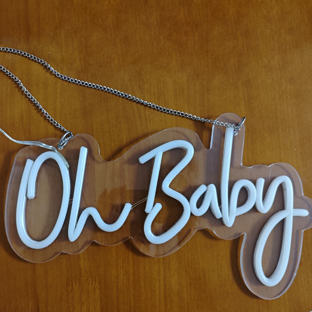 Oh Baby Neon Sign LED Veilleuse pour enfants, lampe d'ambiance murale pour la maison, le chevet, la chambre à coucher, l'éclairage de la salle de jeux, la décoration Navidad