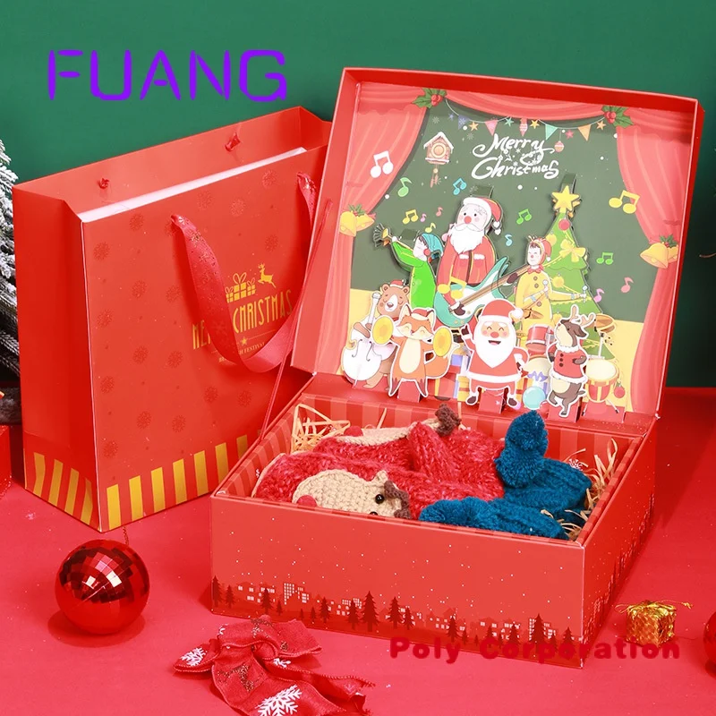 Confezione regalo di lusso personalizzata di alta qualità 3D Pop Up Surprise Paper Merry Christmas Packaging Card Box scatola per spuntini per le piccole imprese