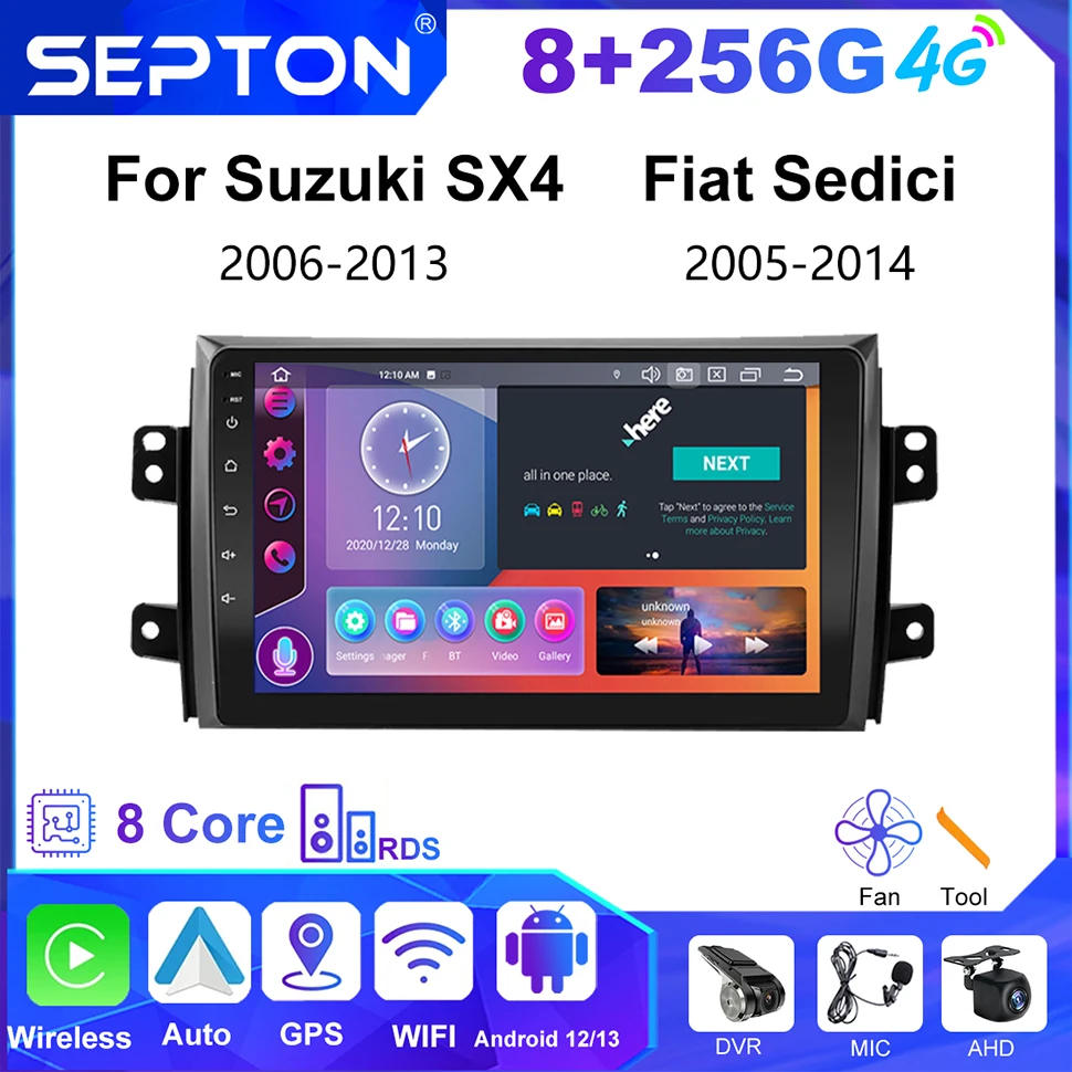 

Автомагнитола SEPTON на Android для Suzuki SX4 2006-2013 Fiat Sedici 2005-2014 CarPlay Navi GPS 2Din мультимедийный плеер авторадио