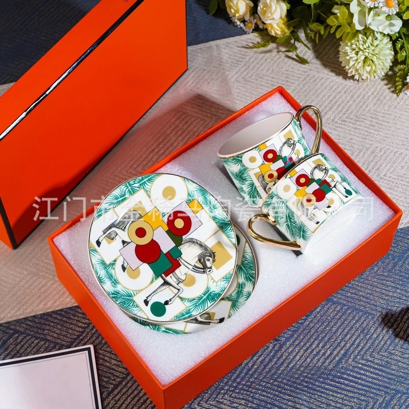 

Delightful High Quality Bone China Coffee Cup with Cartoon Design Elegant Afternoon Tea Set Perfect Matching Couple Gift