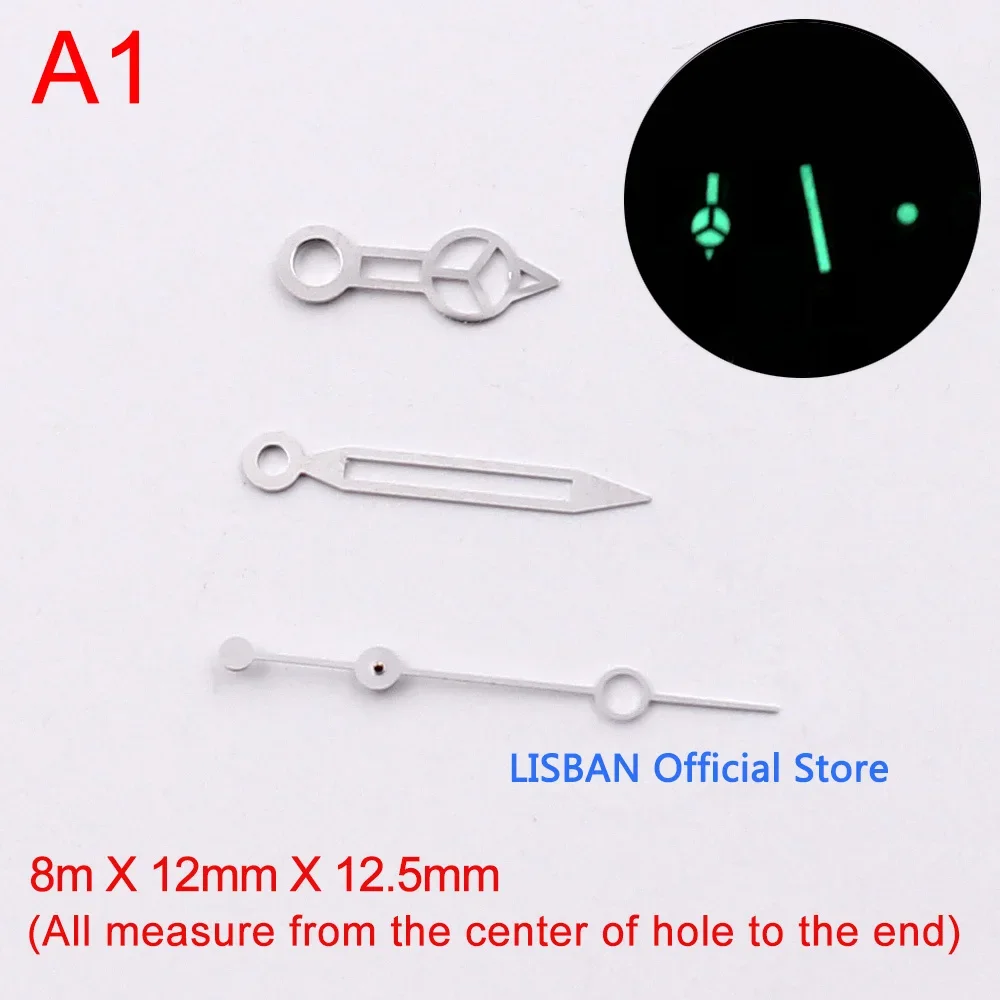 Lisban A-Series Watch Accessories Watch Hands Pointer NH35 Green Super Luminous, Suitable for NH35, NH36 Movement Hands