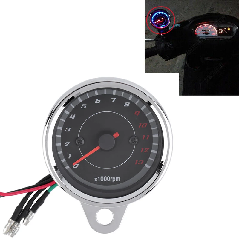 LED Backlight Motorcycle Tachometer Gauge For Suzuki Honda Harley Yamaha ...