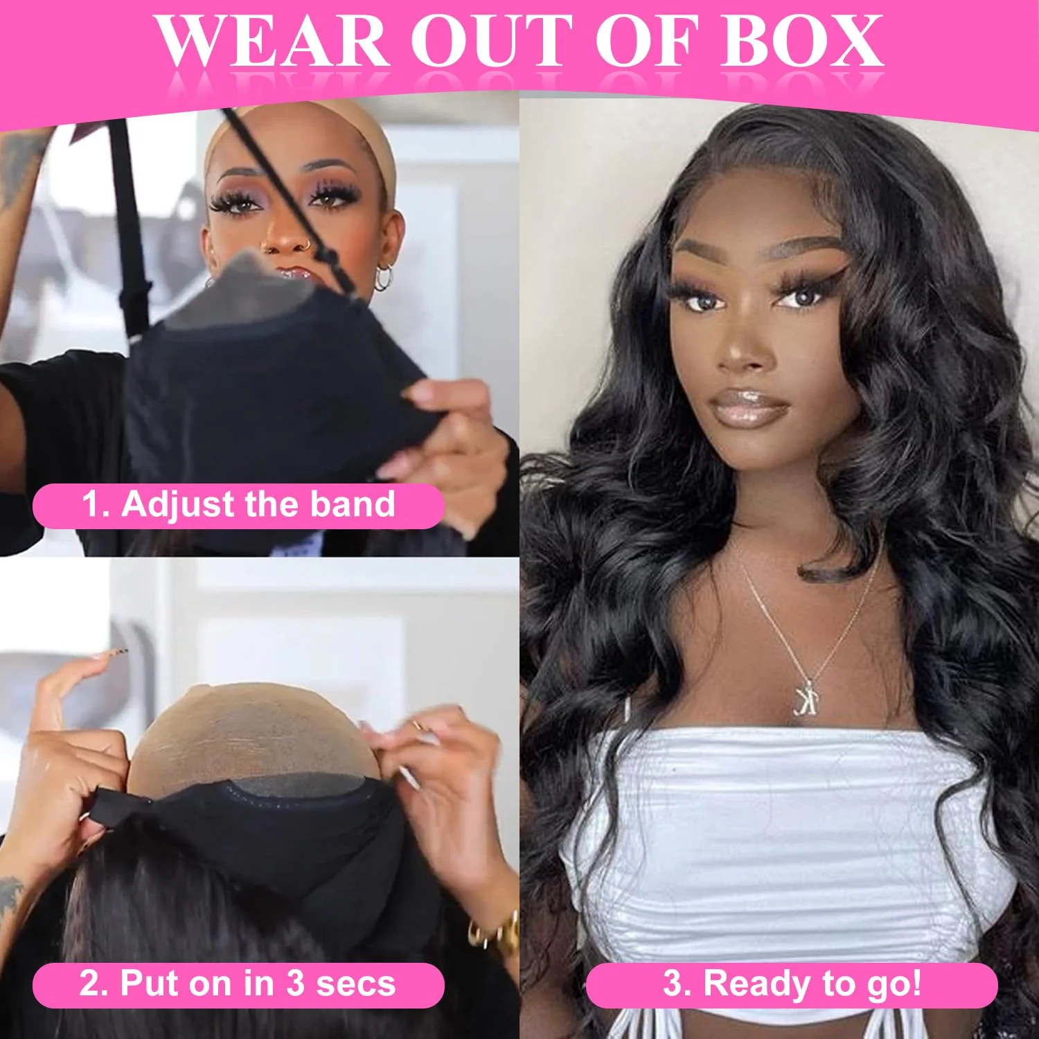 Ready to Wear 4X4 Pre Cut HD Lace Closure Glueless Wigs Pre Plucked Synthetic 30 Inch Wear and Go Body Wave Lace Frontal Wigs