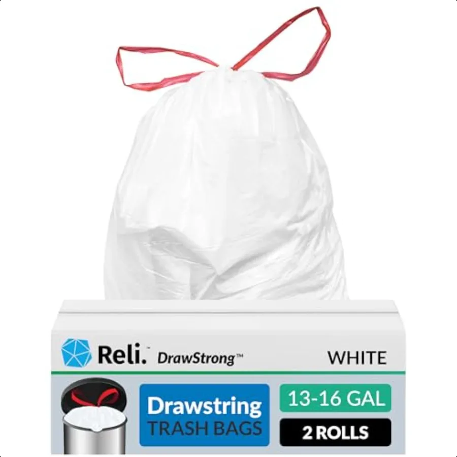 

Drawstring Trash Garbage Bags Tall Kitchen 250 Count Bulk White 13 Gallon 16 Gallon Capacity