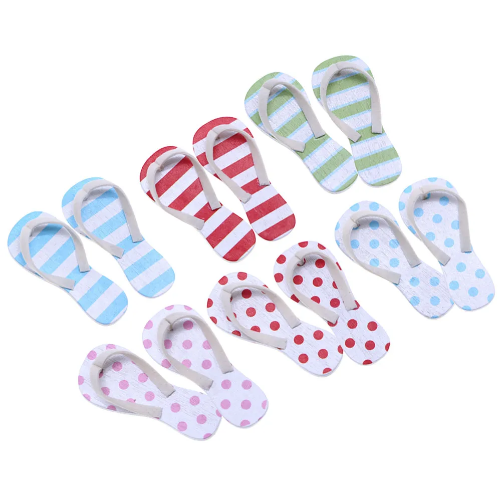 

6Pairs Miniature Slippers Summer Beach Style for Mini House Scene Decor Simulation Shoes Micro Landscape Ornament