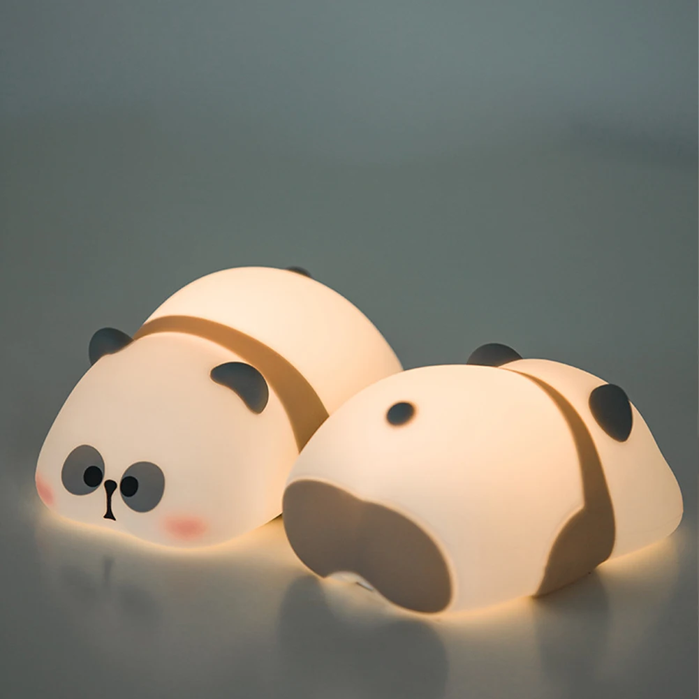 1200mAh Cute Panda Night Light 3 Level Dimmable Nursery Sleeping Lamp Timing Rechargeable Bedside Touch Lamp For Room Decor