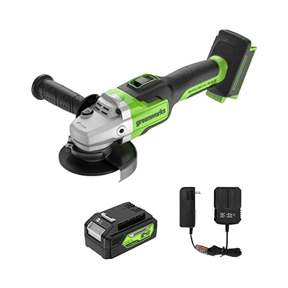 

Professional 24V Brushless Cordless Angle Grinder 4-1/2-Inch with 4AH Battery 2A Charger DIY Power Tool for Polishing
