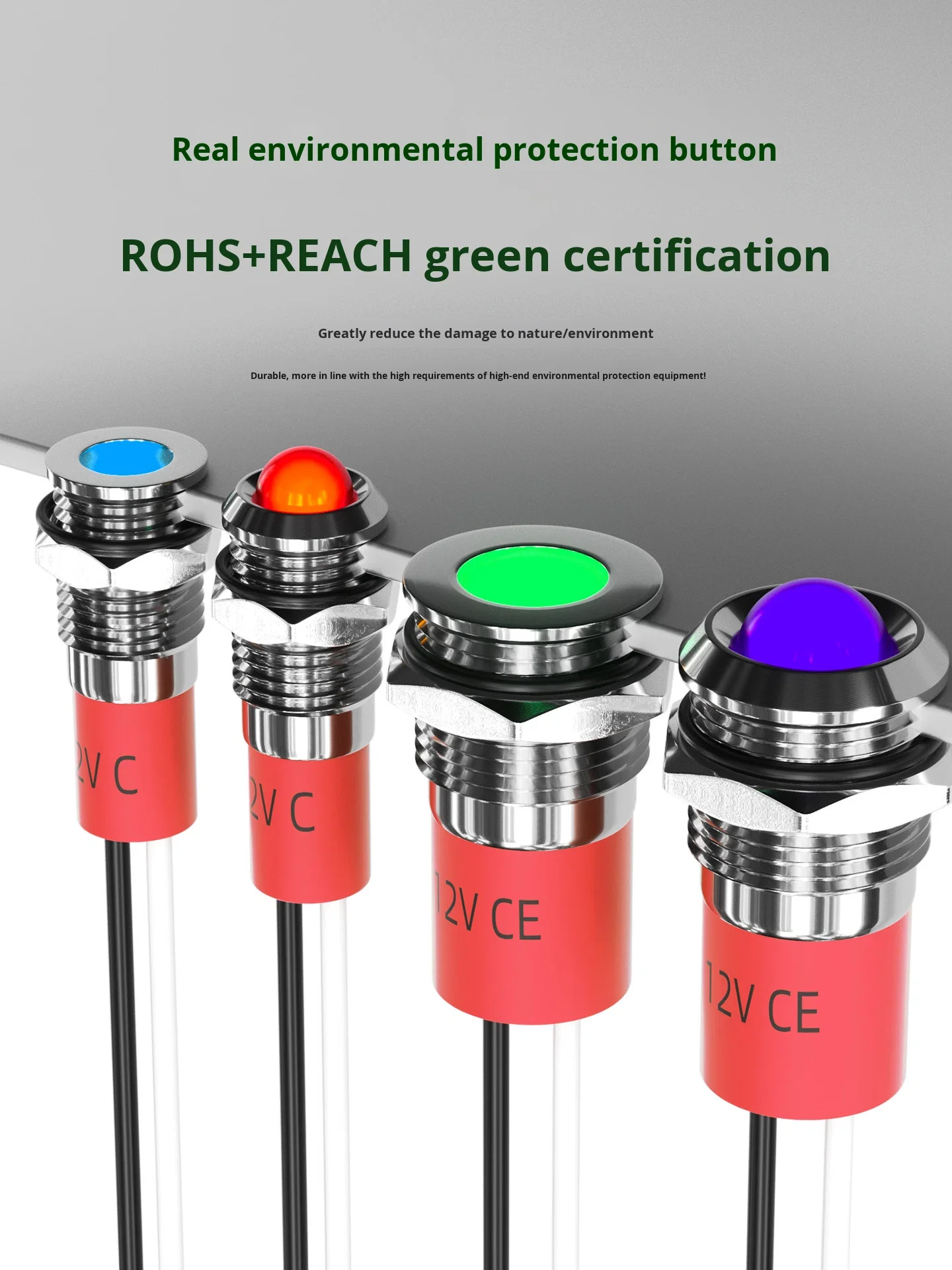 HBAN IP67 Metal LED RGB Tri-Color 220vac pilot Light UL Certified 6mm IP67 Equipment Indicator Lights with Wires