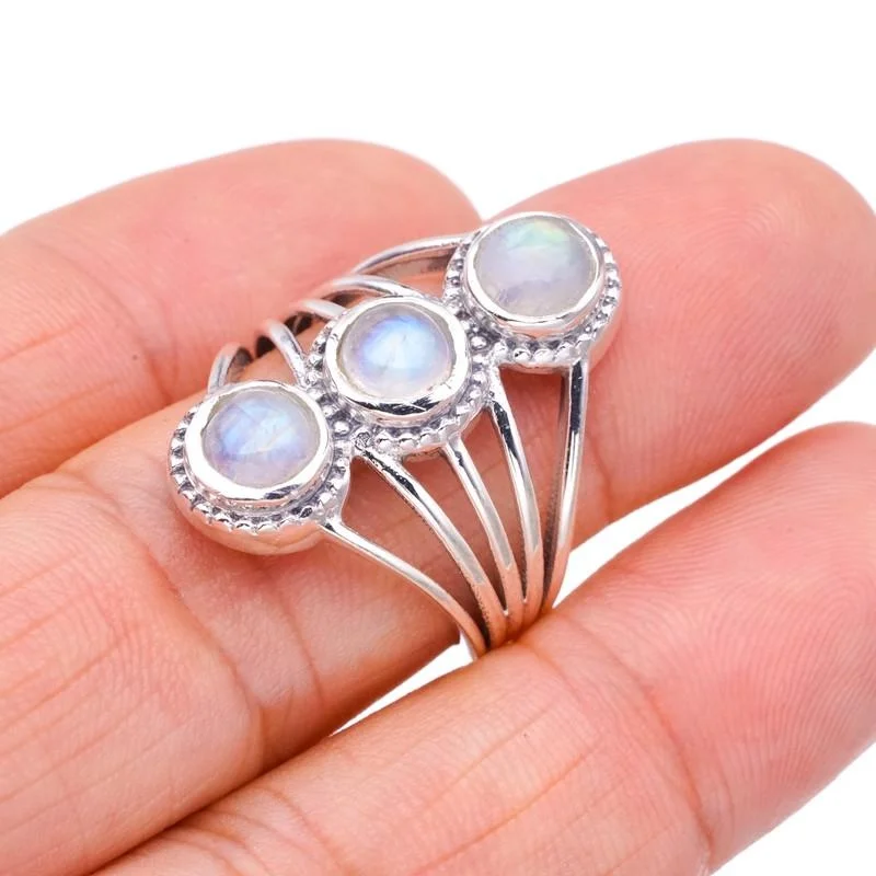 

StarGems® Natural Moonstone Handmade 925 Sterling Silver Ring 7.75 F2754