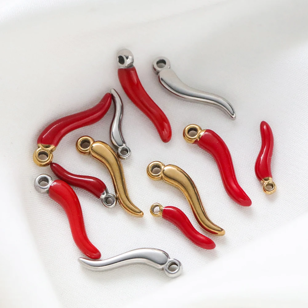5 teile/paket Edelstahl Rot Gelb Kleine Capsicum Anhänger Für Handgemachte DIY Schmuck Halskette Ohrring Machen Zubehör
