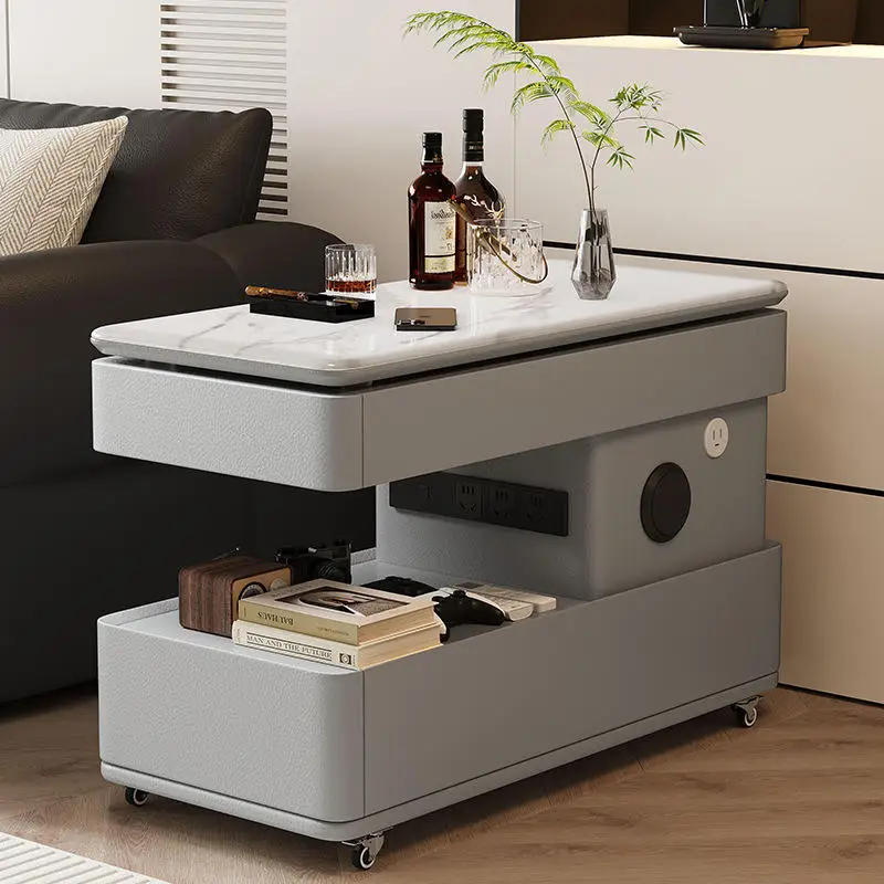 Wooden Lift Coffee Table with Storage Compartment 360 Rotating Desktop Modern Design Marble Top Living Room Furniturepromote sal