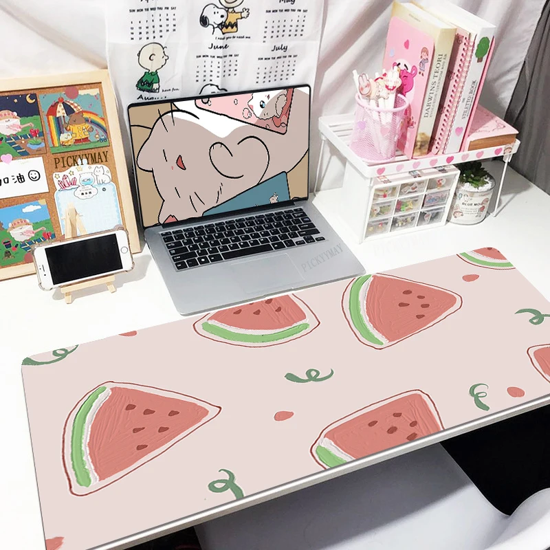 

Gaming Mousepads Kawaii Mousepad Fruit Illustration Large Mouse Mat Big Desk Pads Non-Slip Rubber Mouse Pad Big Keyboard Mats