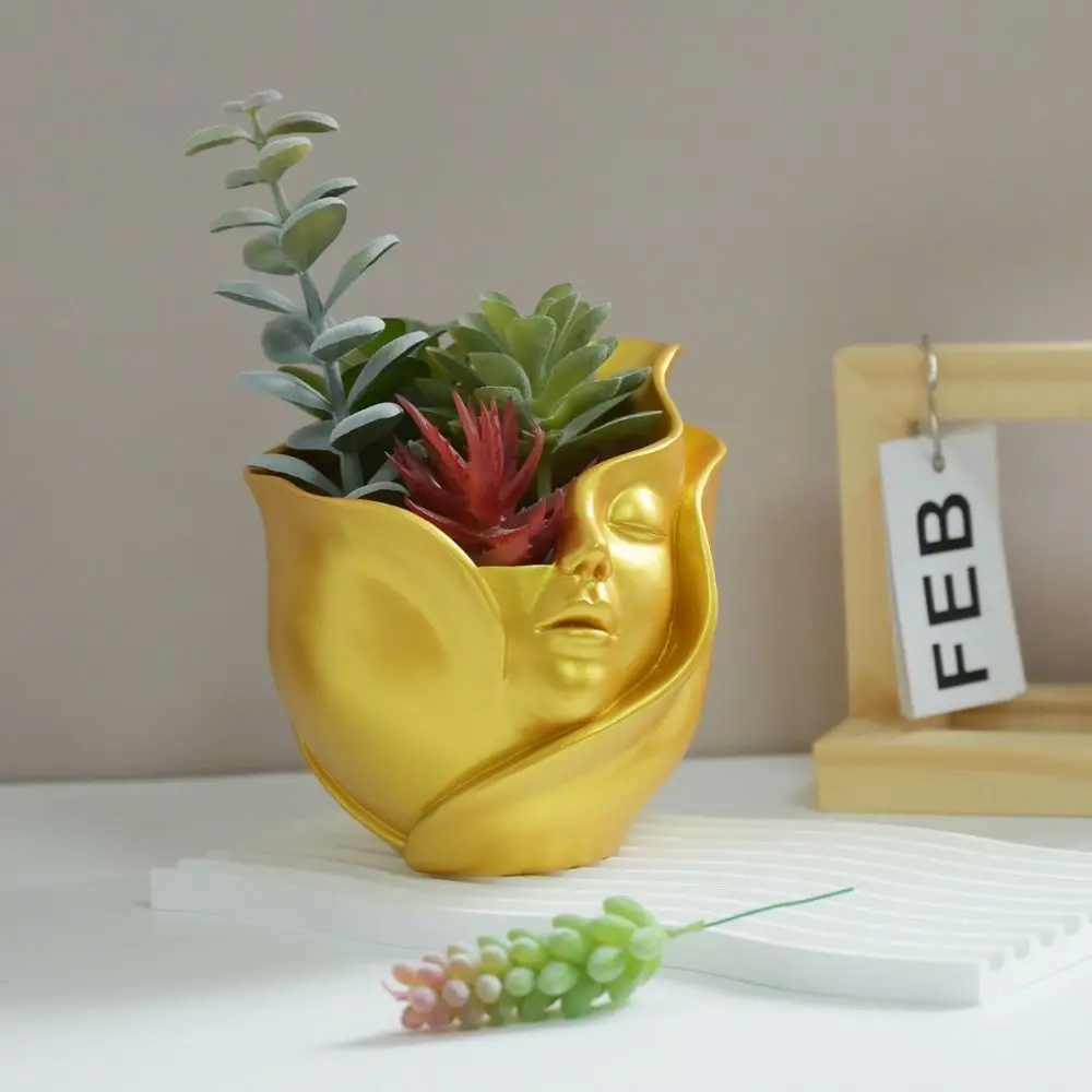 

Креативная ваза из смолы с человеческим лицом, эстетический европейский стиль, персонаж, горшок для растений, абстрактный цветочный горшок ручной работы, спальня