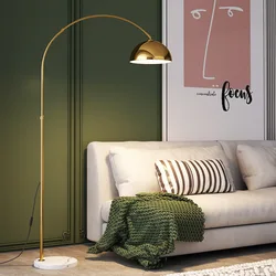 Nordic minimalist INS fashionable floor lamp marble base metal bedroom living room sofa light luxury fishing floor lamp