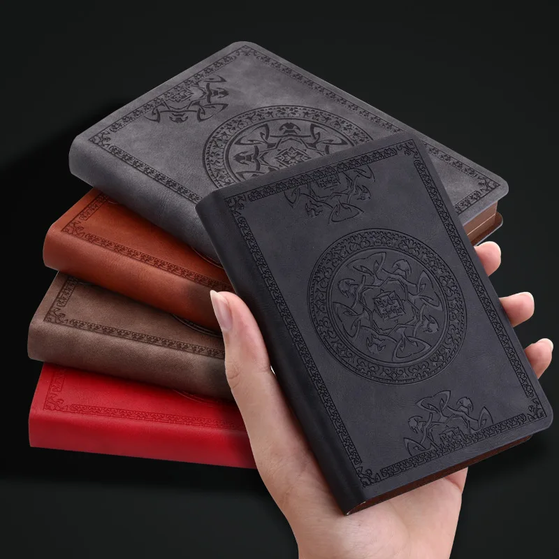 

Retro style pocket type mini notebook Stamping process artificial PU leather writing book Portable notepad Office bookkeeping