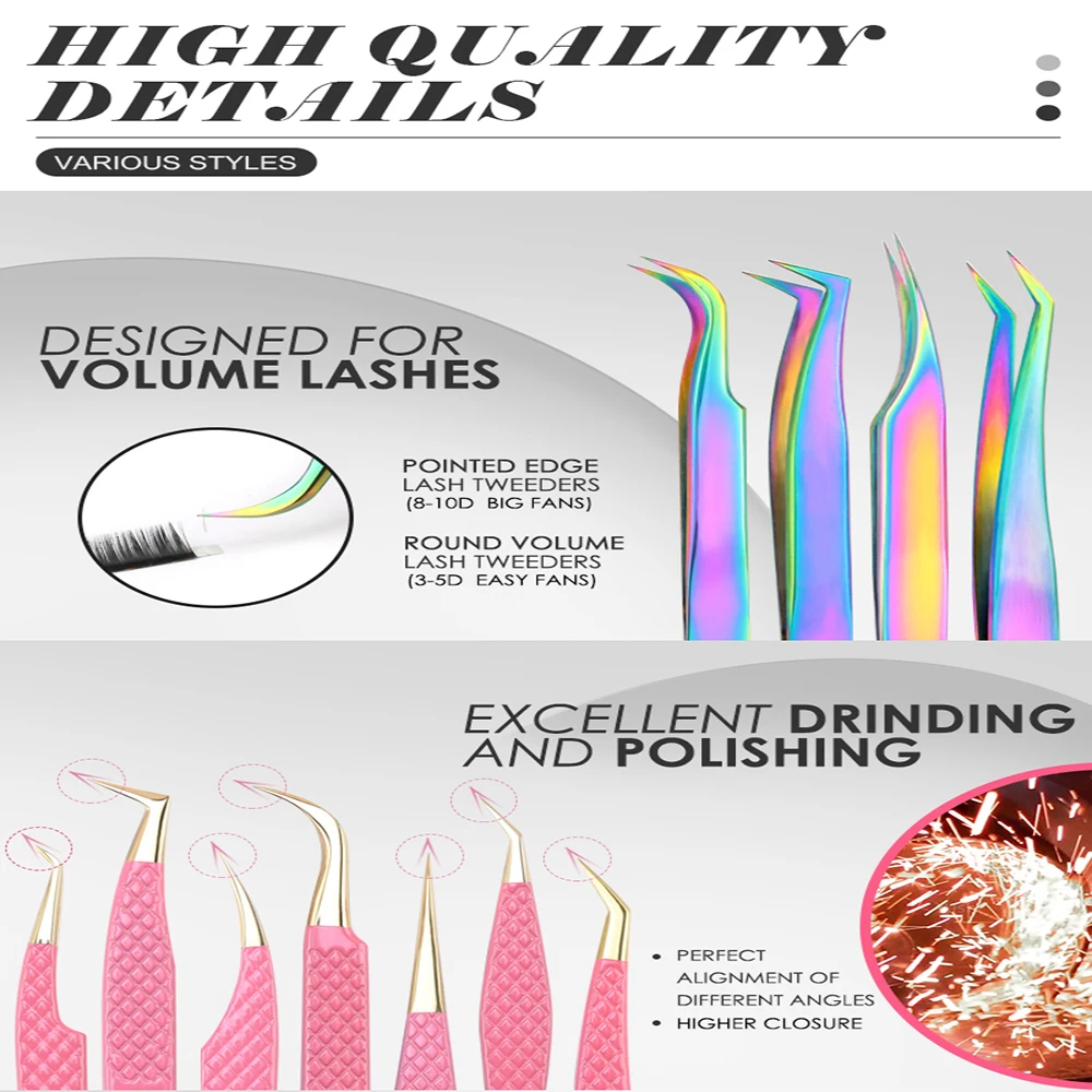 1 Pcs Eyelashes Tweezers Stainless Steel Superhard Tweezers High Precision Anti-static Tweezers for Eyelash Extensions