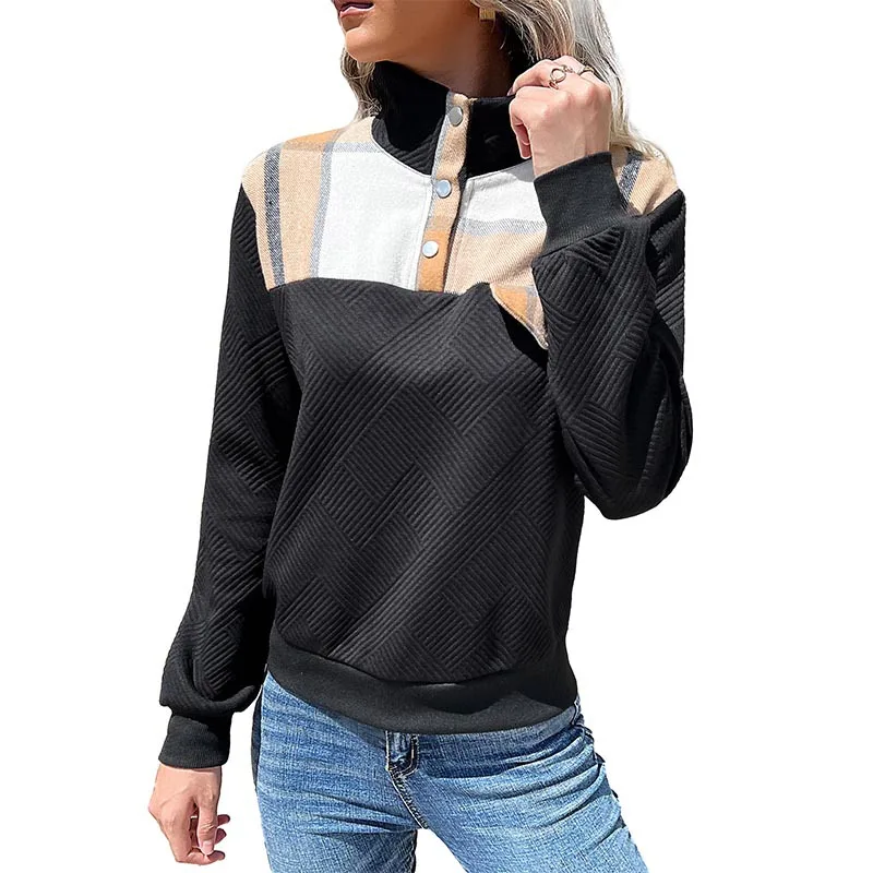 2022 New Autumn and Winter Women's Fashion Casual Joker Retro Stitching Jacket Temperament Elegant Joker Pullover Sweater Ladies