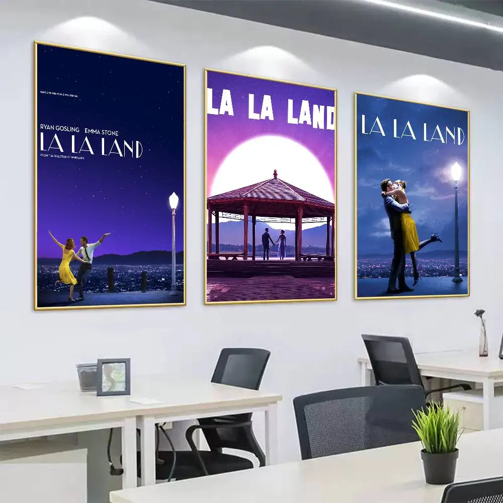 Movie L-LA-A La-a  L-LaND-d Poster High Quality Dorm Living Room Aesthetic Wall Decoration Painting Stickers