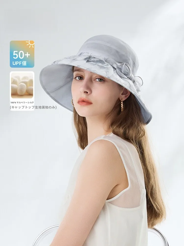 elle-silk-fierman-hat-women's-spring-summer-new-large-brim-face-slimming-breathable-versatile-sun-protection-hat