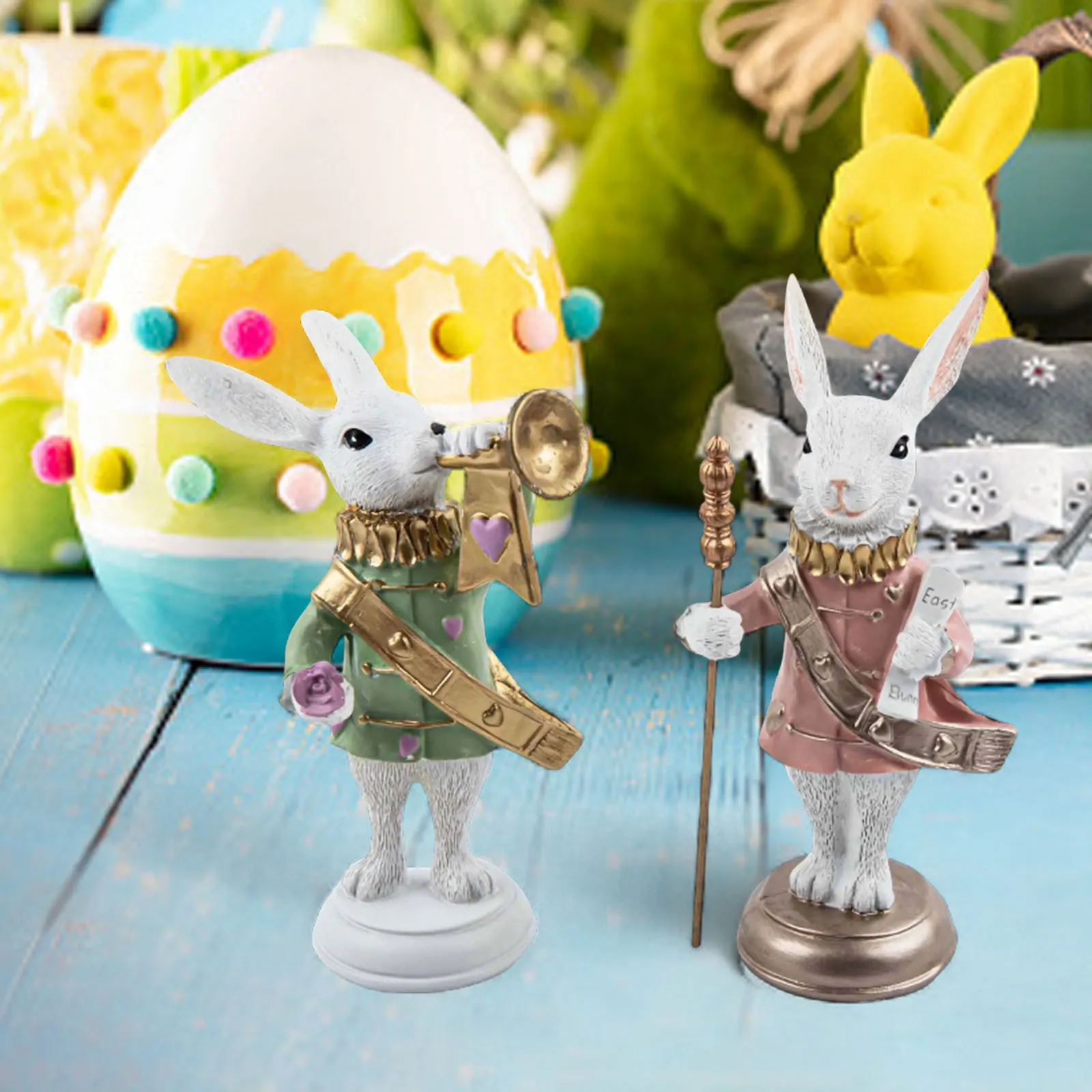 

Springtime Decor Easter Bunny Figurines Easter Festivities Adorable Expressions Cheerful Ambiance For Easter Celebrations