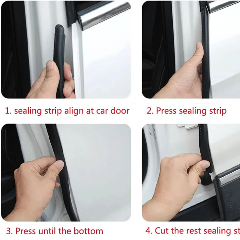 1 Pair Car Door Seal Strips Sticker B Pillar Type Car Rubber Sealing Strip Protector Sound Insulation 2Pcs/Lot