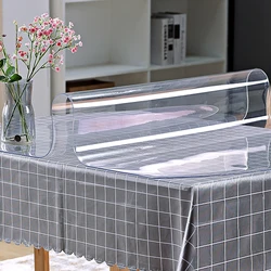 SucceBuy 1.5-2mm PVC Table Cloth Transparent Clear Desk Cover Protector Plastic Soft Glass Waterproof Oilproof for Dining Table