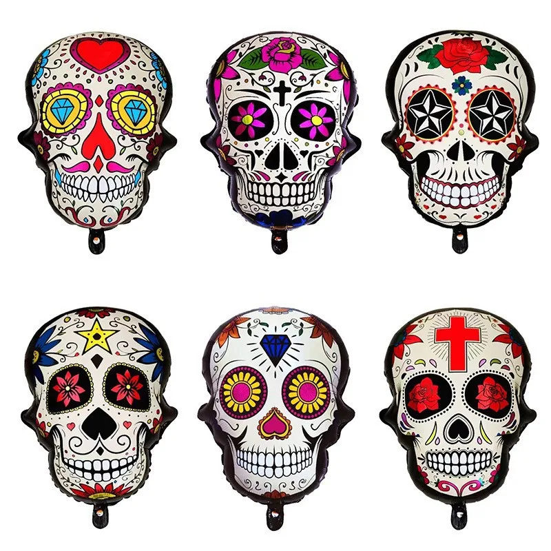 

Halloween Series Printed Skull Shape Aluminum Film Balloon Theme Party Decoration Aluminum Foil Ball Wholesale