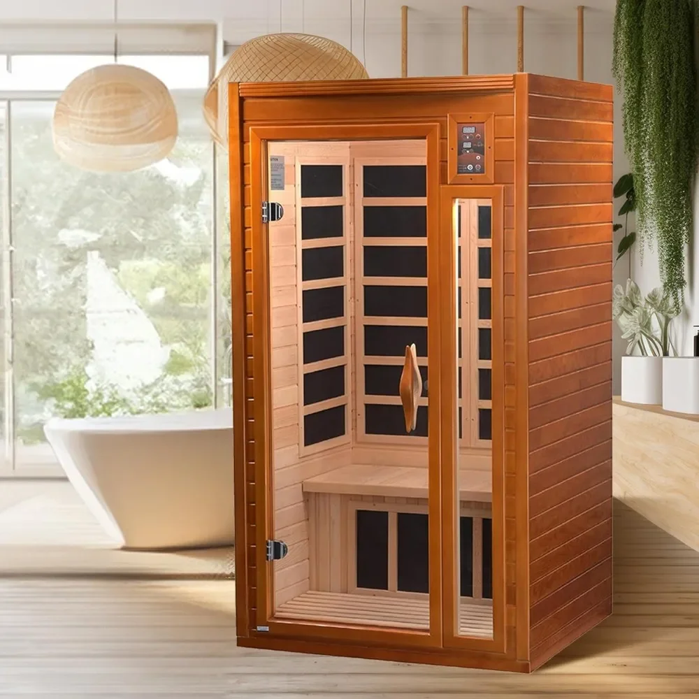 

Home Sauna with Infrared Lighting for up to 2 People,Music System with Bluetooth capability and 2 dynamic speakers Saunas