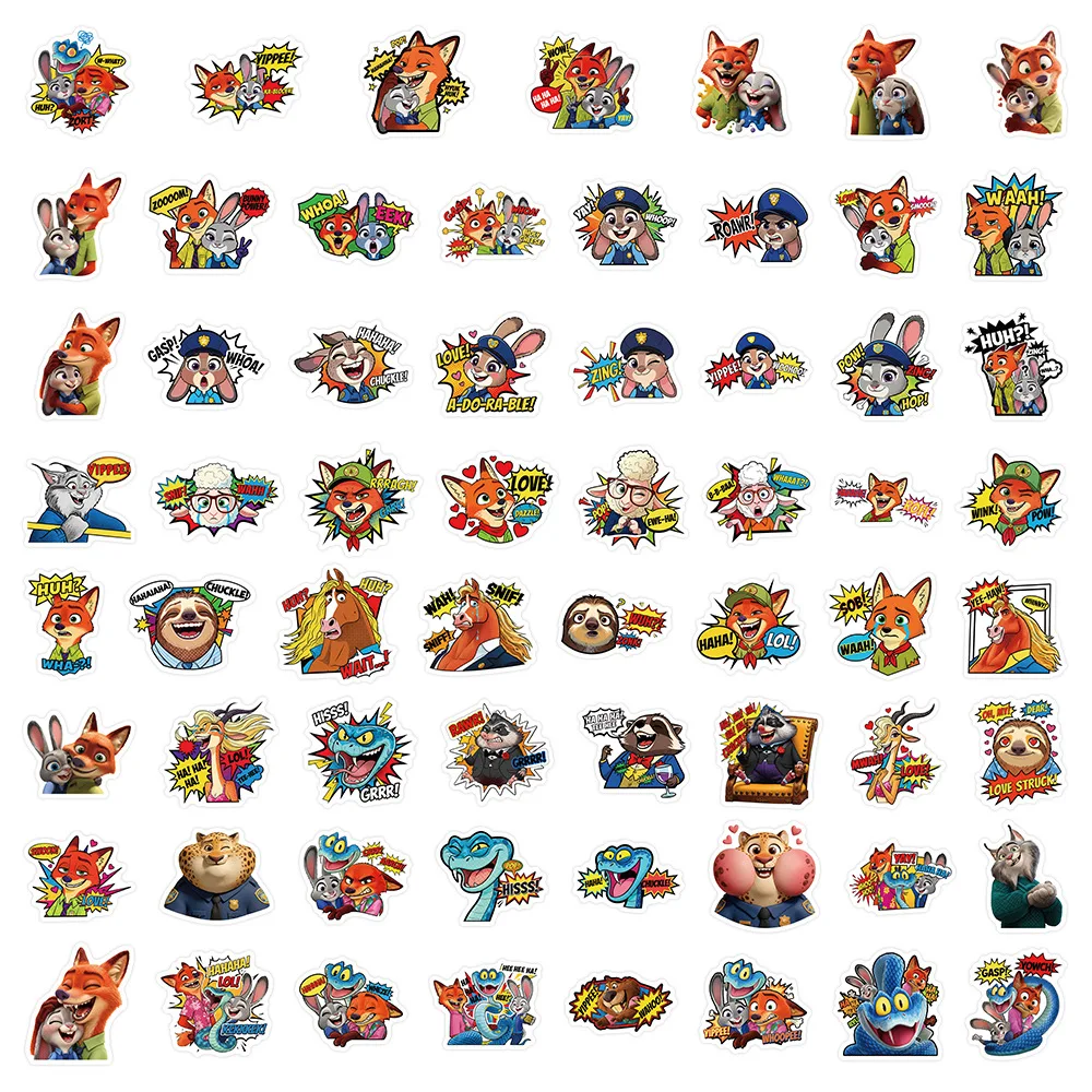 63 STKS Cartoon Disney Zootopia 2 Sticker DIY Decoratie PVC Waterdicht Skateboard Notebook Graffiti Speelgoed