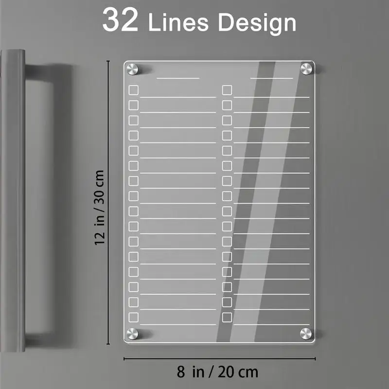 Acrylic Magnetic Dry Erase Board Fridge Clear Planner Board for Refrigerator Marker Board with Marker for Grocery Shopping List view 5