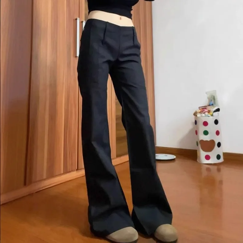 

Flared Suit Pants Women's 2026 Spring Autumn New Casual Wide-leg Pants Fashion Straight Mopping Trousers Black