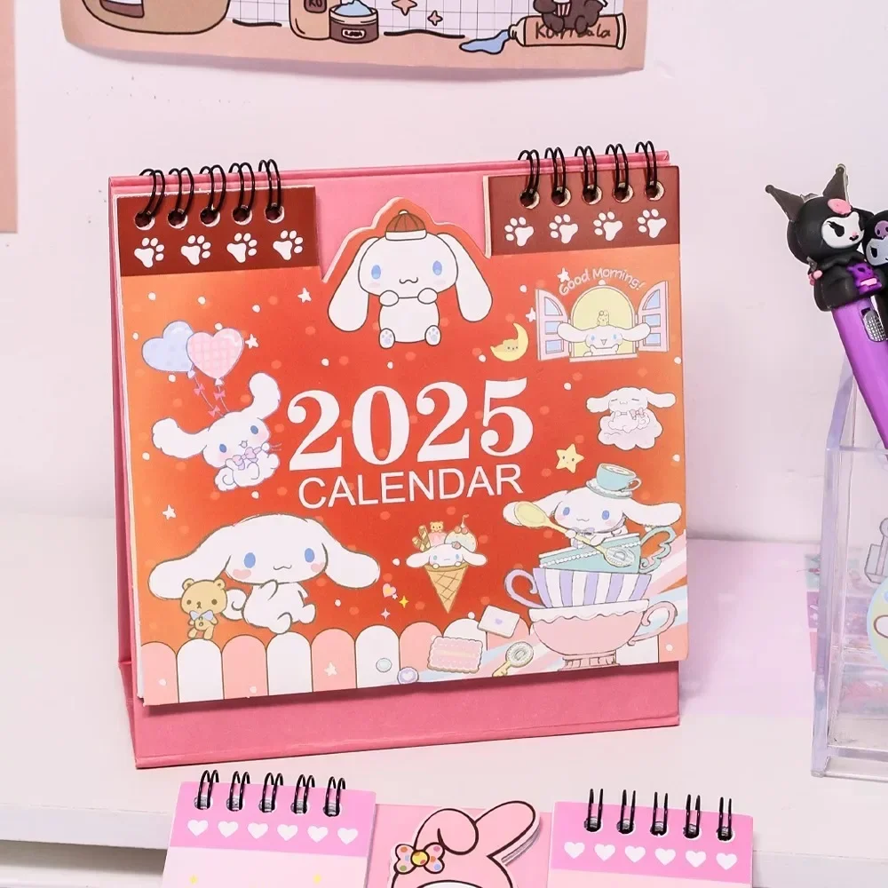 2025 Sanrio Calendar Mini Anime Cartoon Cute Boy & Girls Desk Calendar Exquisite Humbucker Table Decorations Children Gifts Hot