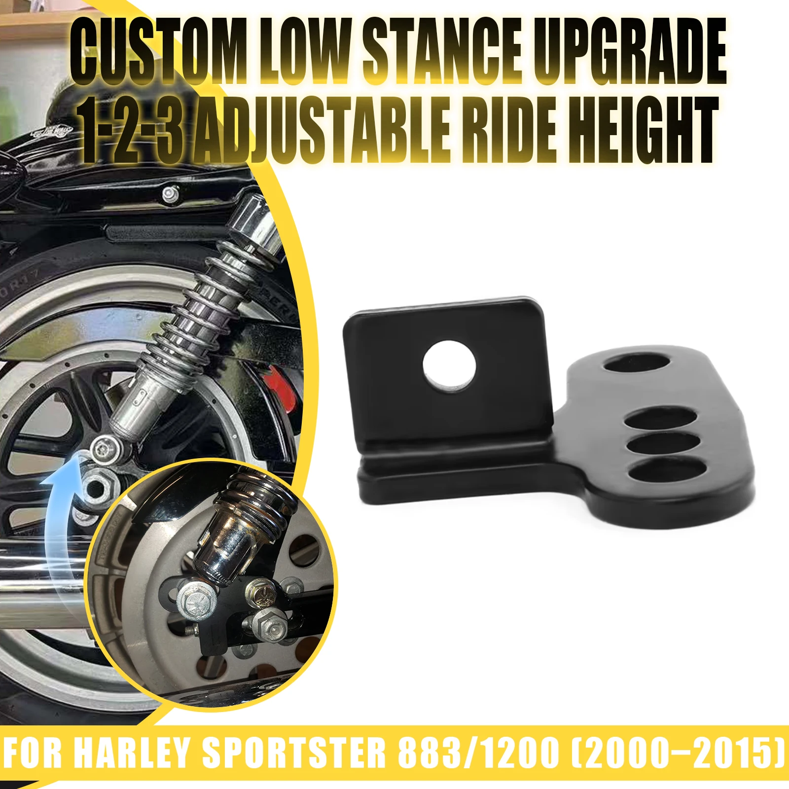 ハーレー-スポーツスター-xl883-xl1200-2000-2001-2002-2003-2015-モーターサイクル用-1インチ-2インチ-3インチ-リア調整式ショックロワリングリンクドロップキット