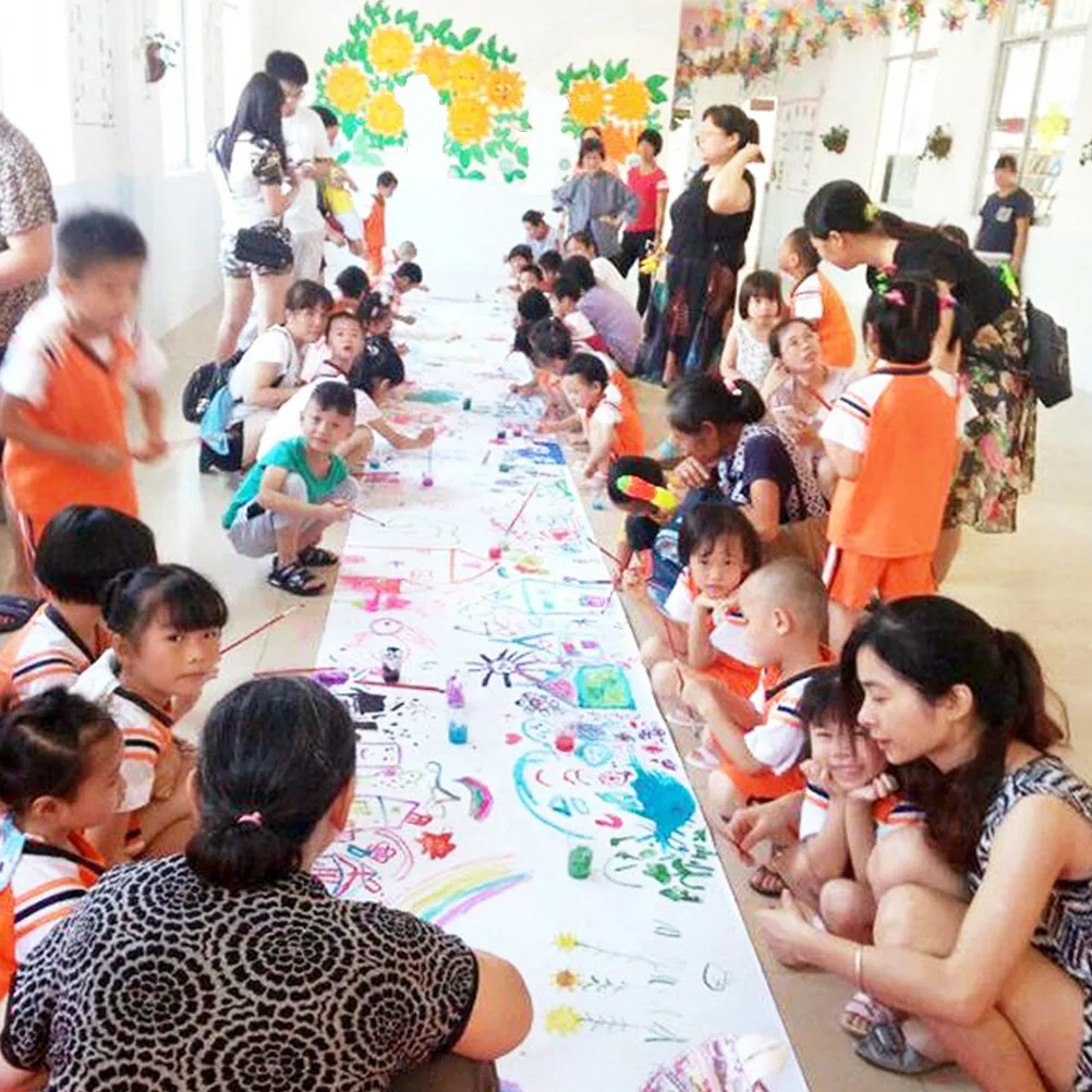 

Рулон бумаги для рисования, 10 м, белая гладкая плотная художественная бумага для эскизов, рисования, совместима с карандашами, ручками, мелками