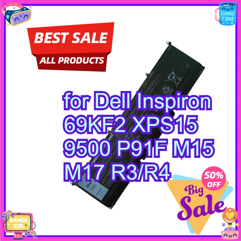 

Высокопроизводительный аккумулятор для ноутбука 69KF2 86 Втч для Dell Inspiron 69KF2 XPS15 9500 P91F M15 M17 R3/R4, сменный аккумулятор