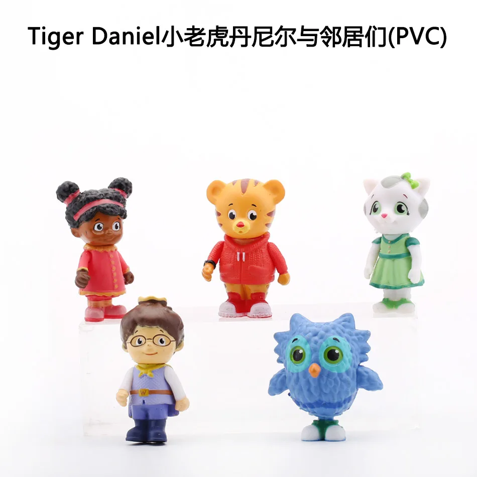 Juego de 5 figuras de dibujos animados de Anime, bonito Anime, Daniel Tiger's neorhood, tigre, niño, niña, León, pájaro, muñeco de juguete, regalo de cumpleaños