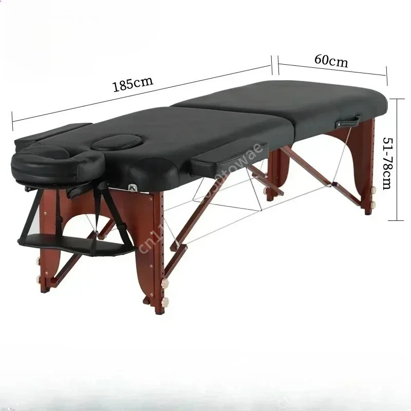 Portable Folding Massage Table with Wooden Frame, Adjustable Spa Bed with Headrest & Carry Bag for Massage Therapy & Tattoo