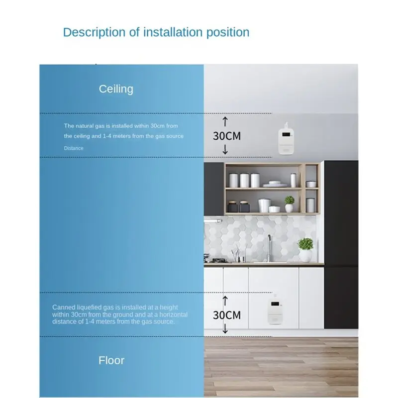 B04C-Portable Household Gas Alarm Natural Gas Detector LCD Display Independent Combustible Gas Alarm