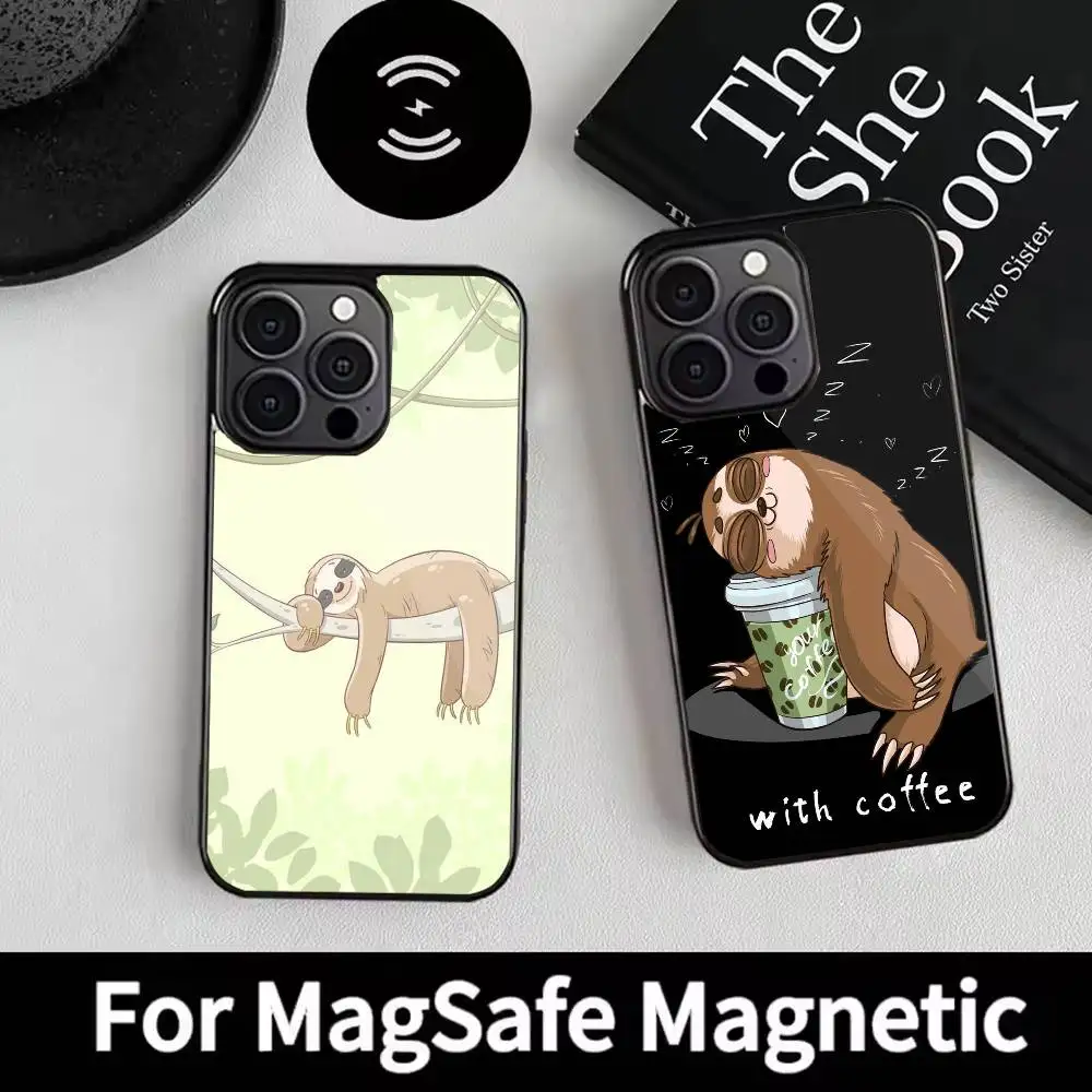 

Animal Cute Cartoon Sloth Phone Case For iPhone 17,16,15,14,13,12,Plus,Pro,Max for Magsafe Magnetic Wireless Charging