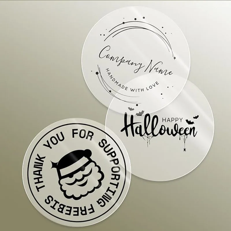 Personalised Transparent Stickers Packaging, Logos & Pictures ,Self-Adhesive Stickers for Weddings, Christening, Communion