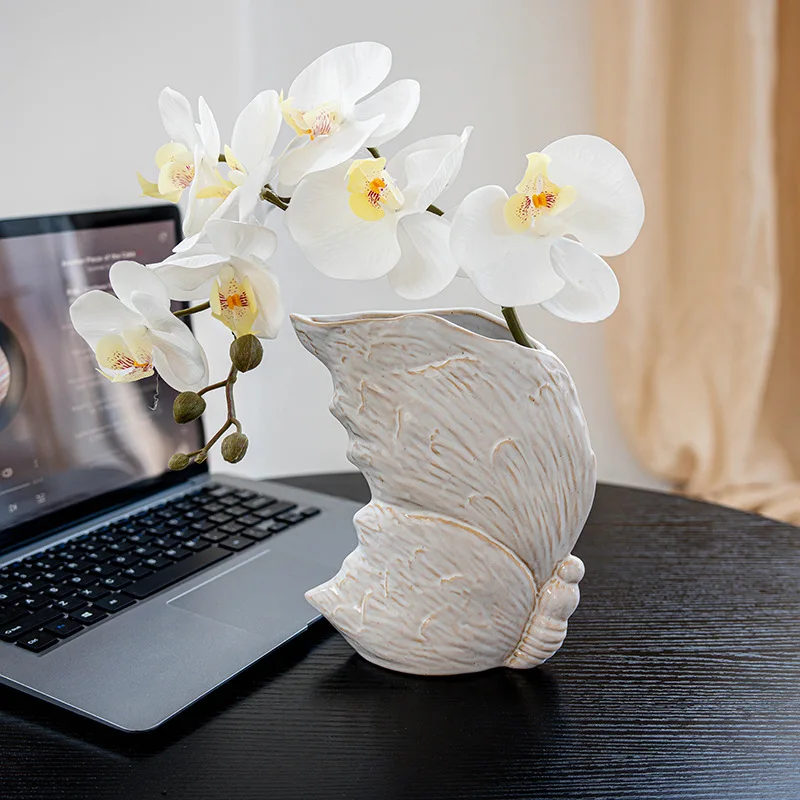 CAPIRON Vintage Floral Ceramic Vase Rustic Table Shelf Centerpiece Pampas Grass Dried Flower Home Living Room Decoration Kitchen