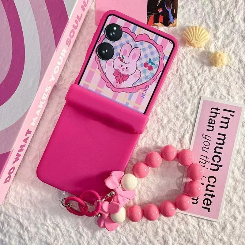 

Korean Luxury Rose Bow Solid Color Phone Case for Xiaomi Mix Flip MIX FLIP Shockproof Back Cover