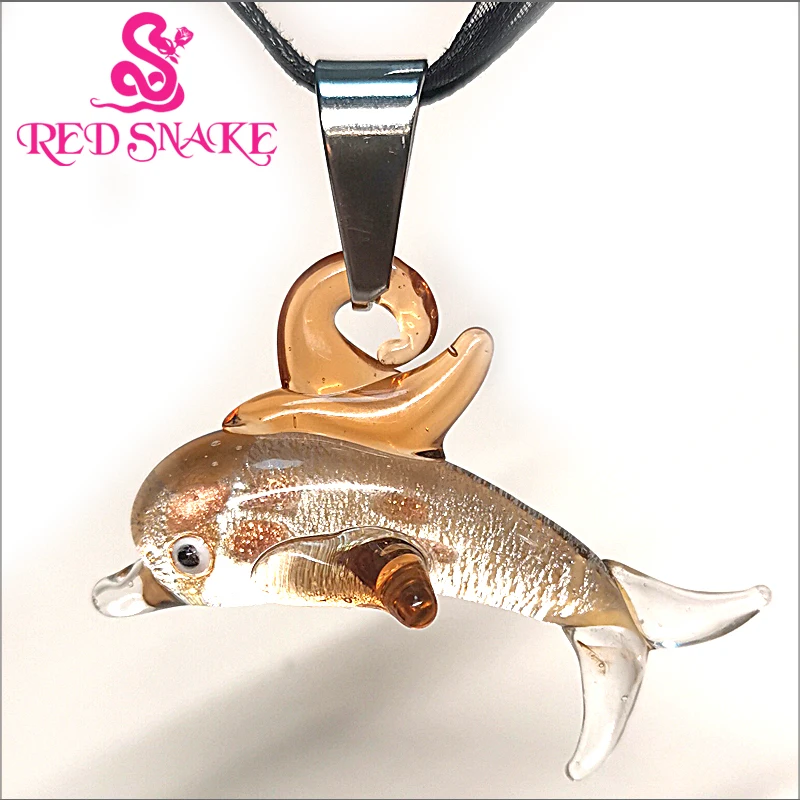 Murano Glass Purple Dolphin Necklace Pendant