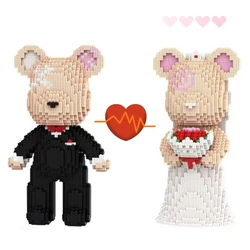 The latest violent bear series DIY romantic Valentine's Day bride and groom holiday season splicing building blocks toy model he